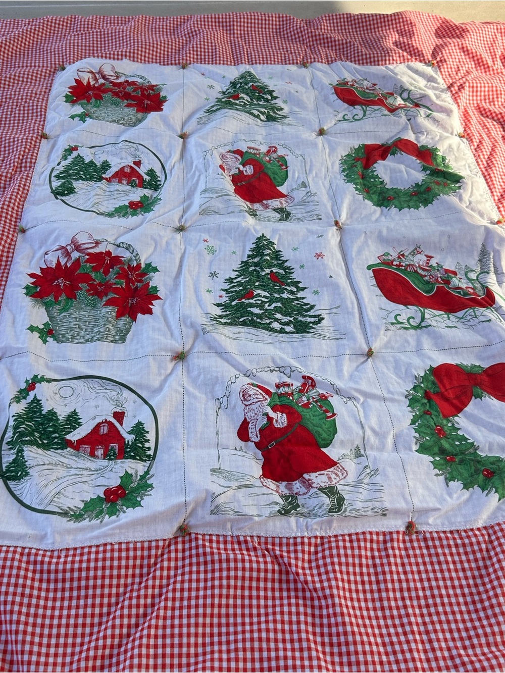 Vintage Christmas Quilt Blanket 41x47